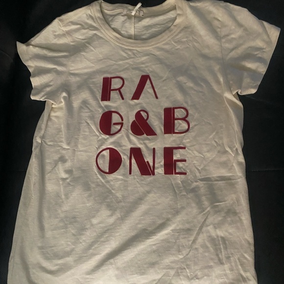 Rag & Bone Off-White Logo T-shirt 60 LTDOVE - Picture 3 of 5